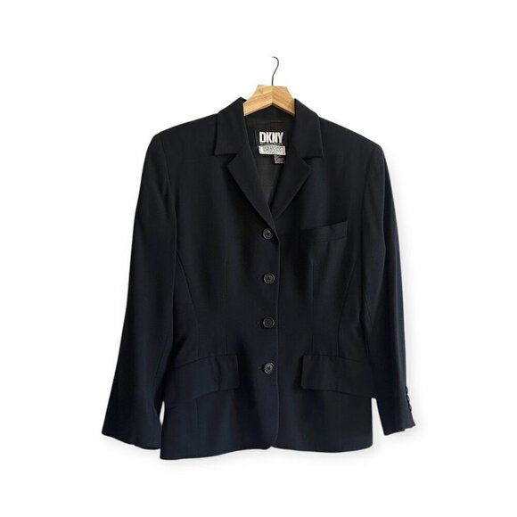 Vintage DKNY Black Wool Blazer Jacket , size 6, 90s - Picture 1 of 15